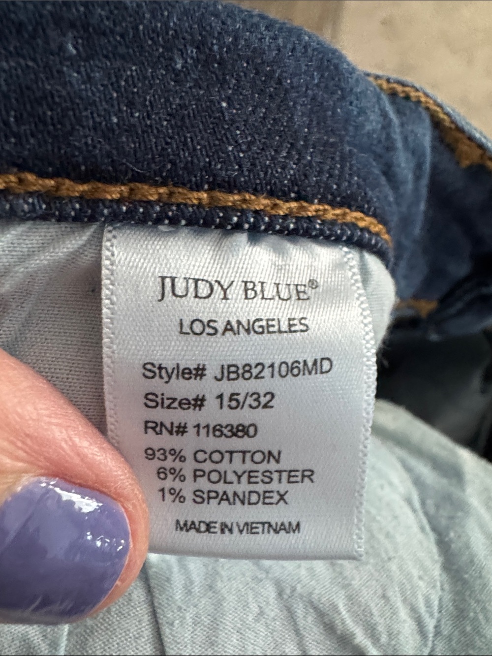 Judy Blue Bristol Handsand Skinny Fit Dark Blue Jeans Size 15/32 - Picture 6 of 6